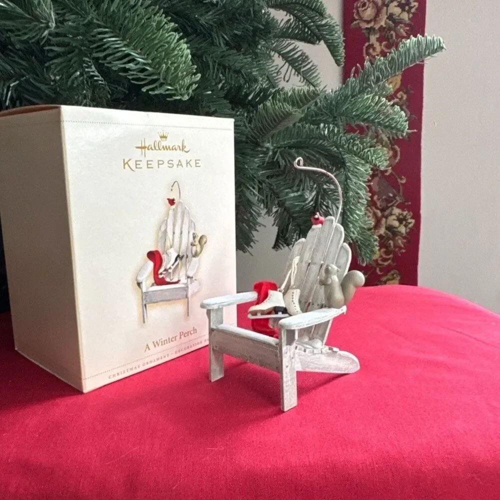 Hallmark Keepsake A Winter Perch 2006 Winter Adirondack Chair Ornament QXG2786